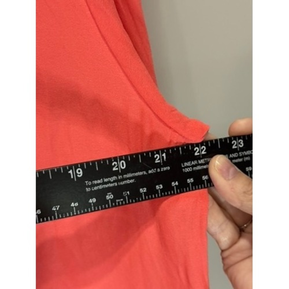 Soft Surroundings Coral Orange V-Neck Tunic Top Long Sleeve High Low Hem 12/14 - Picture 9 of 11